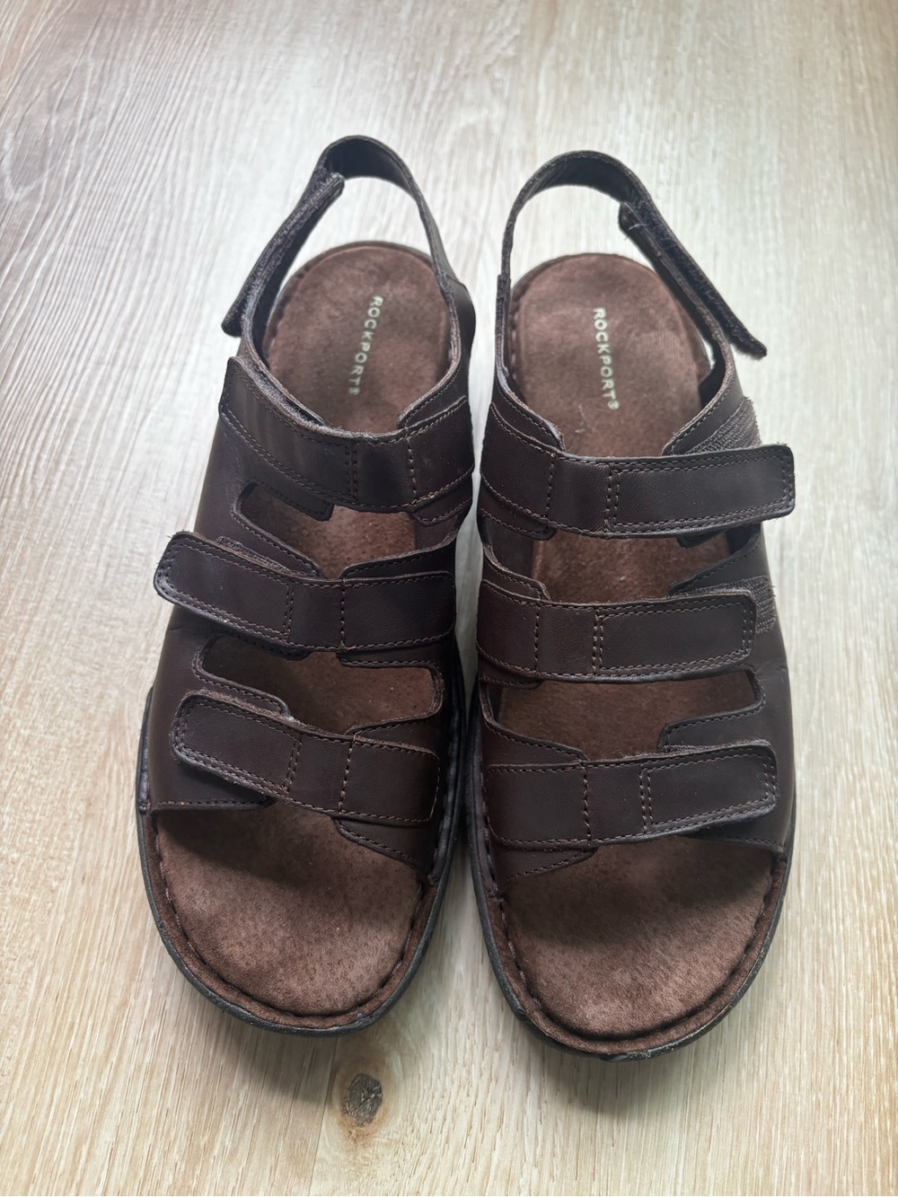 Rockport Men’s Dark Brown Multi-Strap Leather Sandals